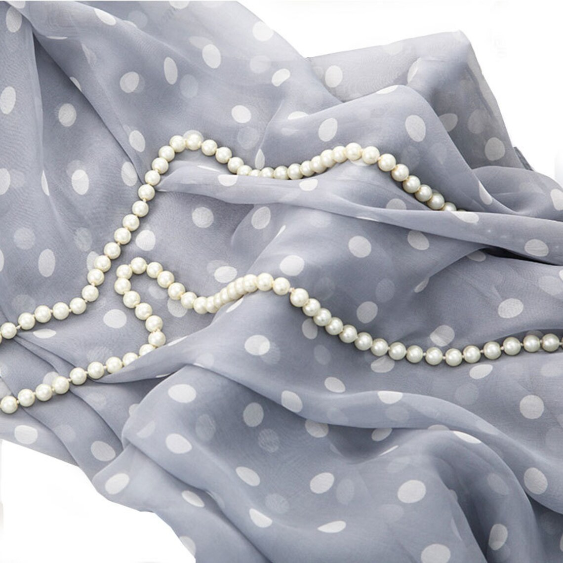 Gray Silk Scarf Grey Silk Scarf With Dot Print Polka Dot - Etsy