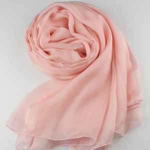 Light Pink Silk Scarf - Misty Rose Mulberry Silk Chiffon Scarf - AS1