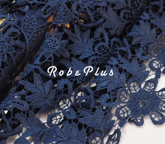 Dark Blue Lace Fabric Blue Floral Lace Fabric Chemical Lace Fabric Floral and Leaf Shape Lace Fabric L151 Dark Blue Lace Fabric Blue Floral Lace Fabric Chemical Lace Fabric Floral and Leaf Shape Lace Fabric L151