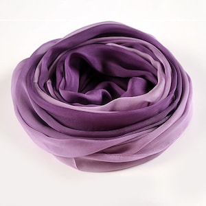 Violet Silk Scarf - Purple Silk Scarf - Gradient Color Scarf - Violet to Purple Gradient Scarf - AS206-5
