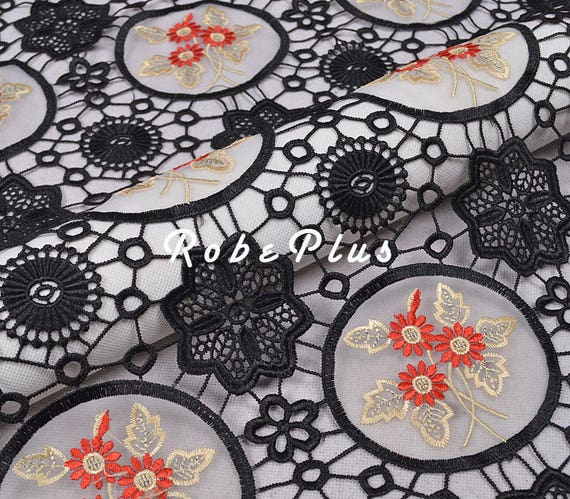 Tissu de dentelle - noire - Floral chimique - dentelle noir Floral dentelle - noir brodé dentelle avec broderie organza-L300 98883e Tissu de dentelle - noire - Floral chimique - dentelle noir Floral dentelle - noir brodé dentelle avec broderie organza-L300 98883e