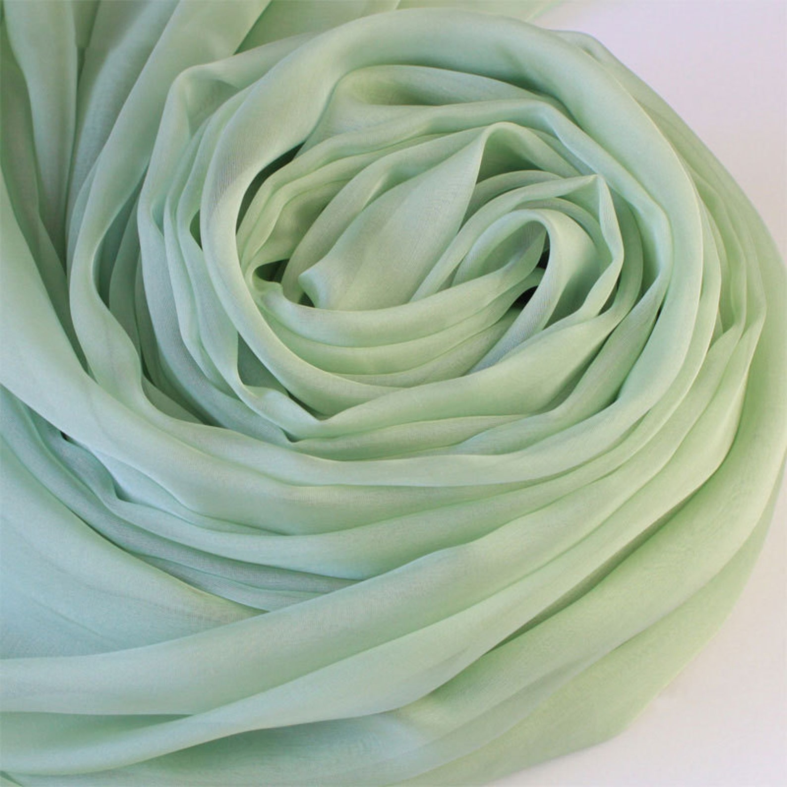 Mint Green Silk Scarf Medium Sea Green Mulberry Silk Chiffon Scarf AS21
