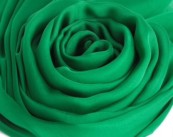 Emerald Green Silk Scarf - Green Mulberry Silk Chiffon Scarf - AS11