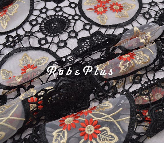 Tissu de dentelle - noire - Floral chimique - dentelle noir Floral dentelle - noir brodé dentelle avec broderie organza-L300 98883e Tissu de dentelle - noire - Floral chimique - dentelle noir Floral dentelle - noir brodé dentelle avec broderie organza-L300 98883e