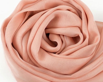 Foulard en mousseline de soie couleur saumon clair - Foulard en mousseline de soie brun sable - Foulard en mousseline de soie orange pâle - AS216