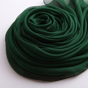 Dark green Silk Chiffon Scarf - Green Silk Chiffon Scarf - 2014-8