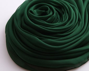 Dark green Silk Chiffon Scarf - Green Silk Chiffon Scarf - 2014-8