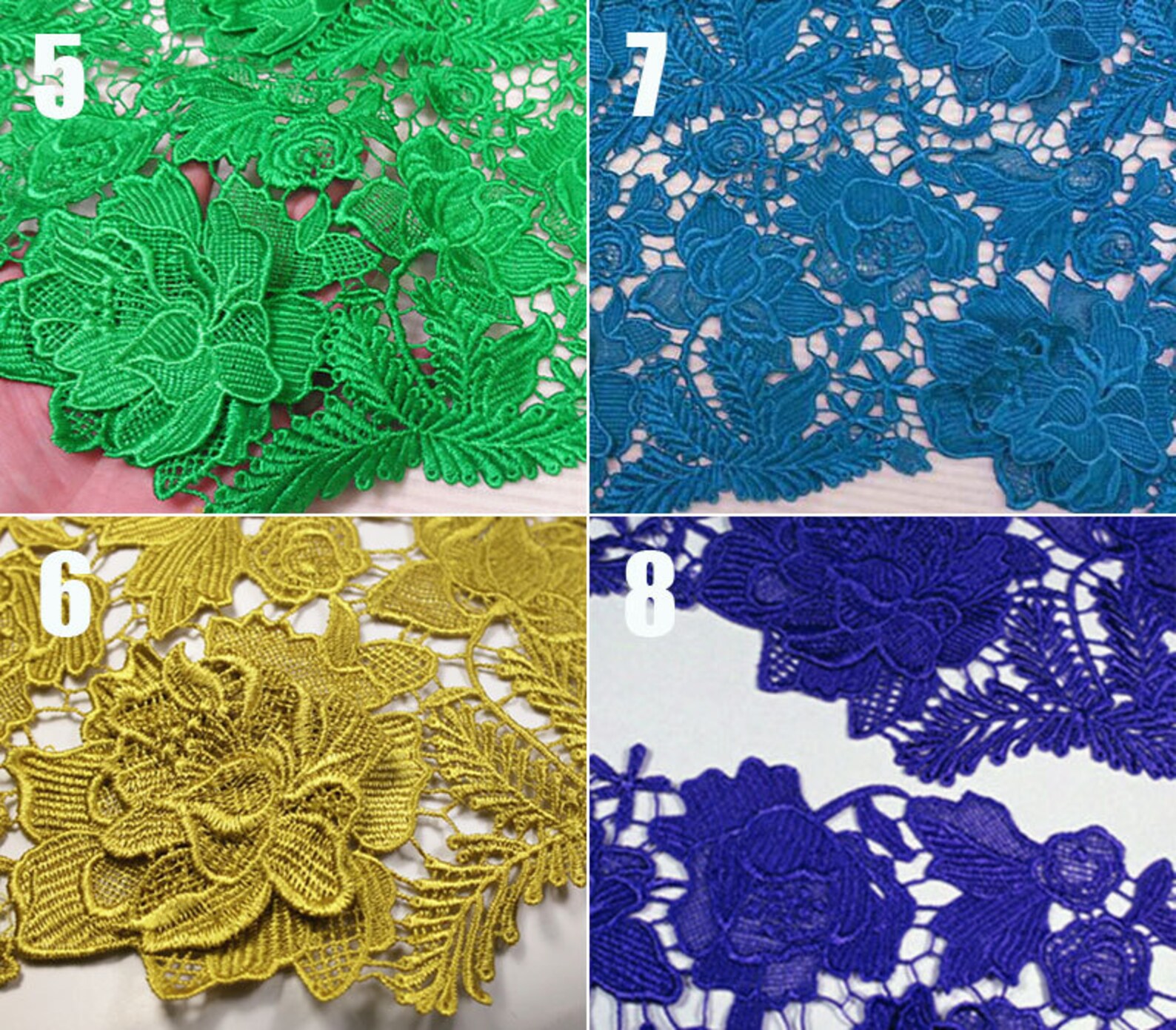 Guipure Lace 3D Floral Applique Lace Fabric Venise Lace Ginger Yellow