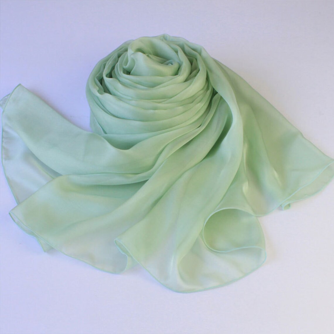 Mint Green Silk Scarf Medium Sea Green Mulberry Silk Chiffon Scarf AS21