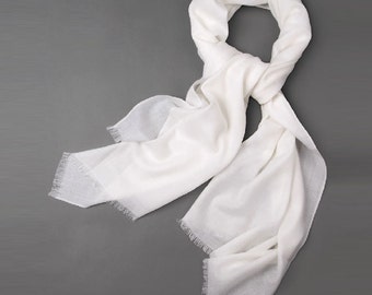 Oversize Gray Wool Scarf - White Fringe Wool Scarf - Solid Color Wool Scarf - Black Wool Scarf -  LightWeight Wool Scarf - 2017B