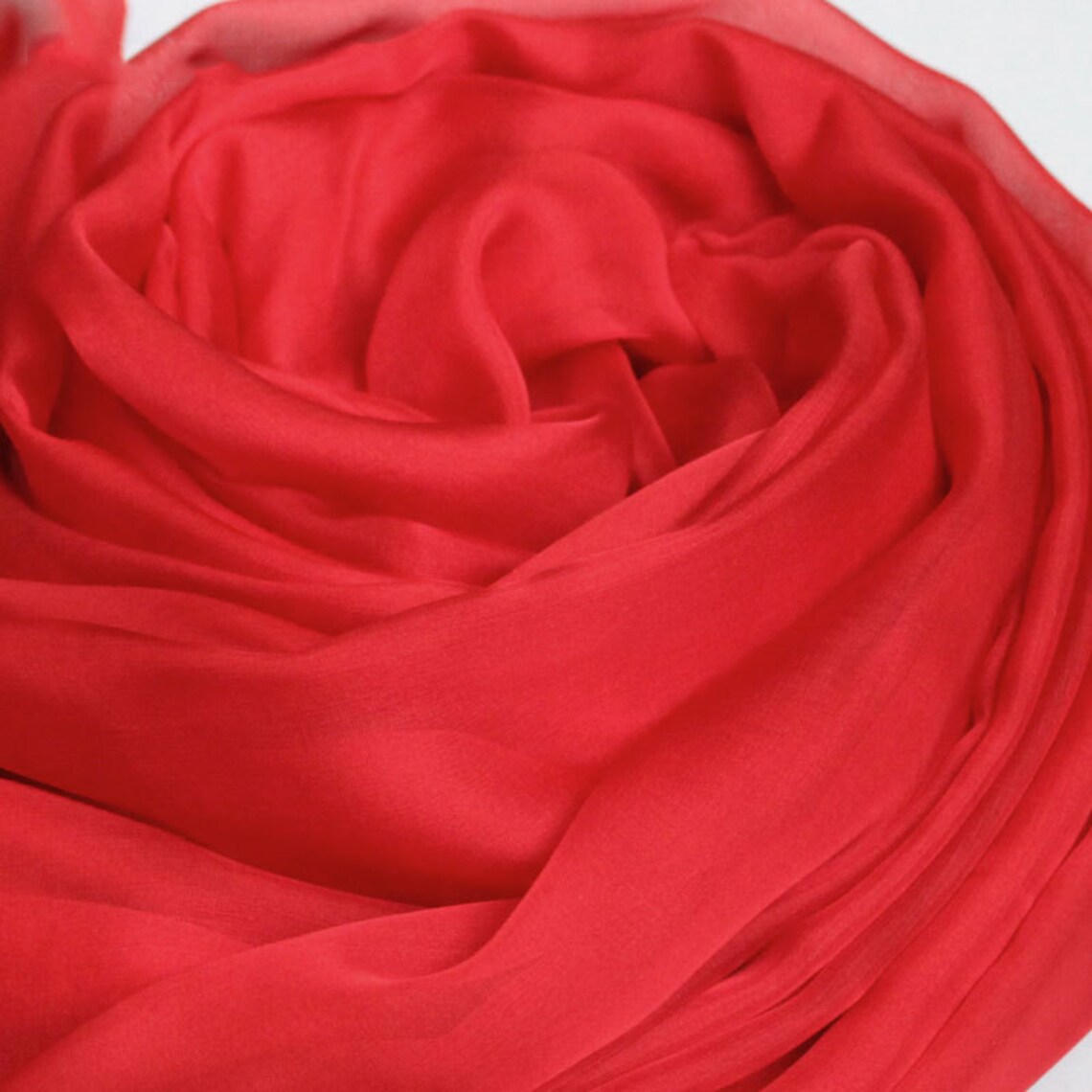 True Red Silk Scarf Bright Red Silk Chiffon Scarf AS6 Etsy
