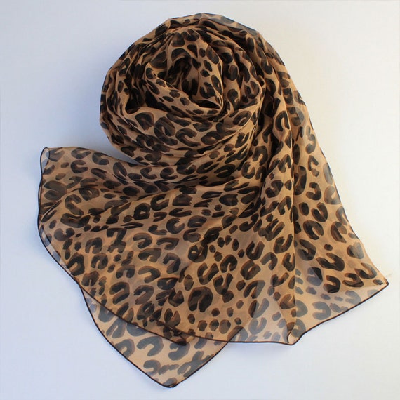 72 Inch Long Leopard Cheetah Animal Lace Print Scarf Wrap Shawl - Solid Color Ends, Unisex, White Deer