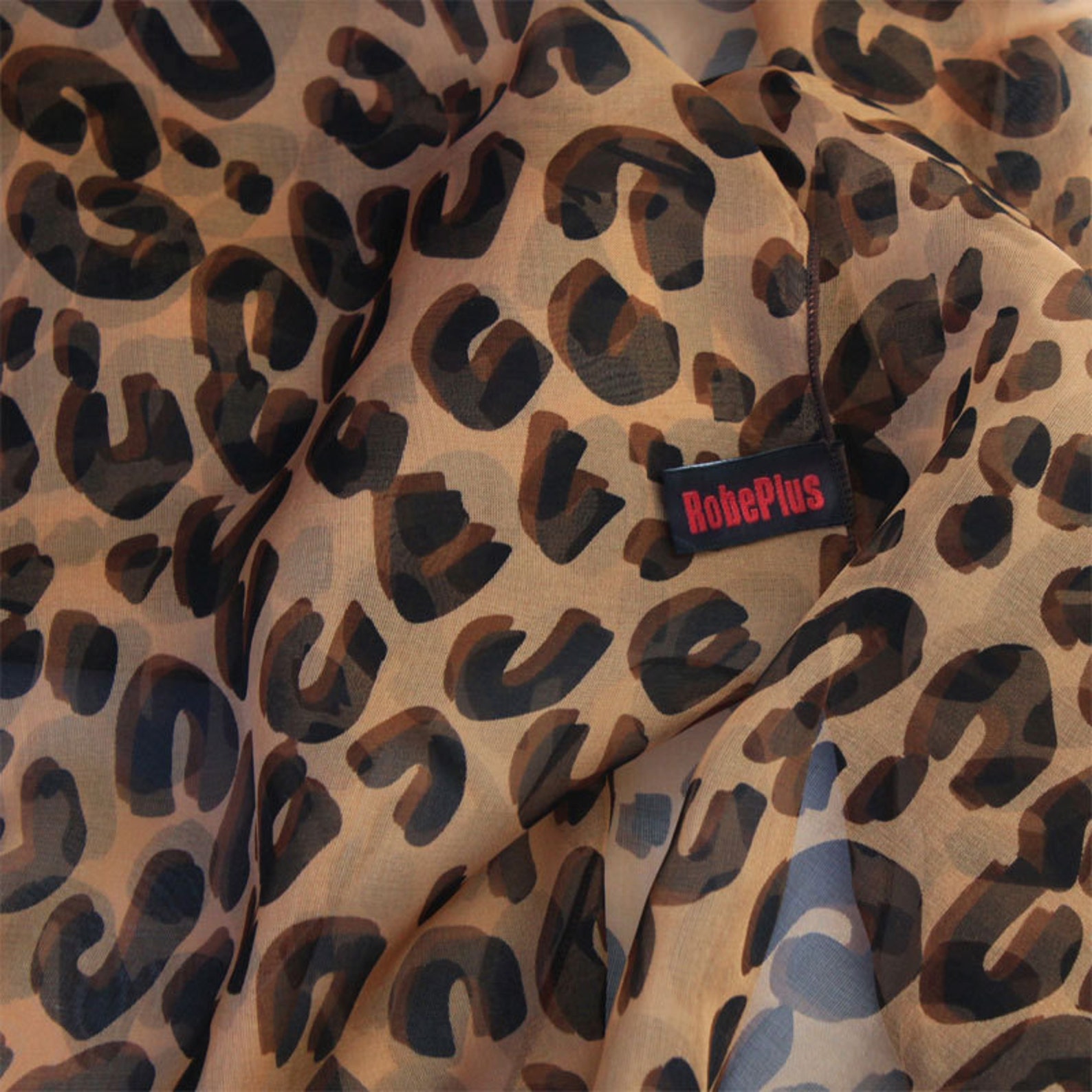 Brown Silk Chiffon Scarf With Leopard Print Leopard Printed Silk Scarf ...