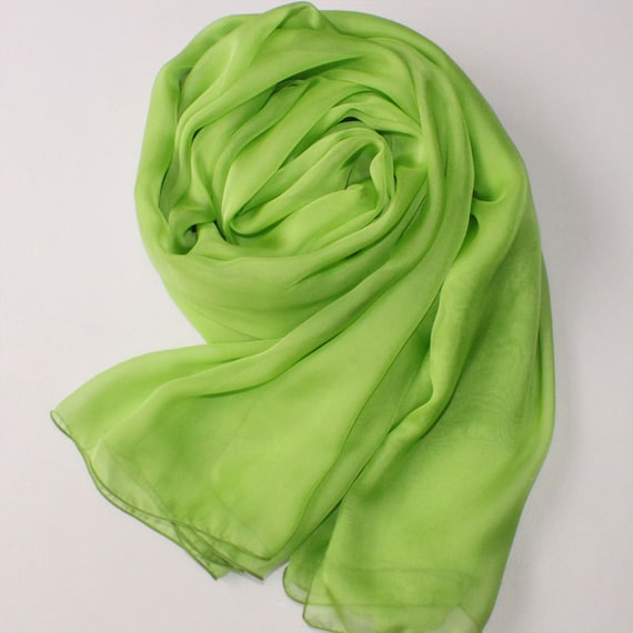 Lime green silk scarf clearance