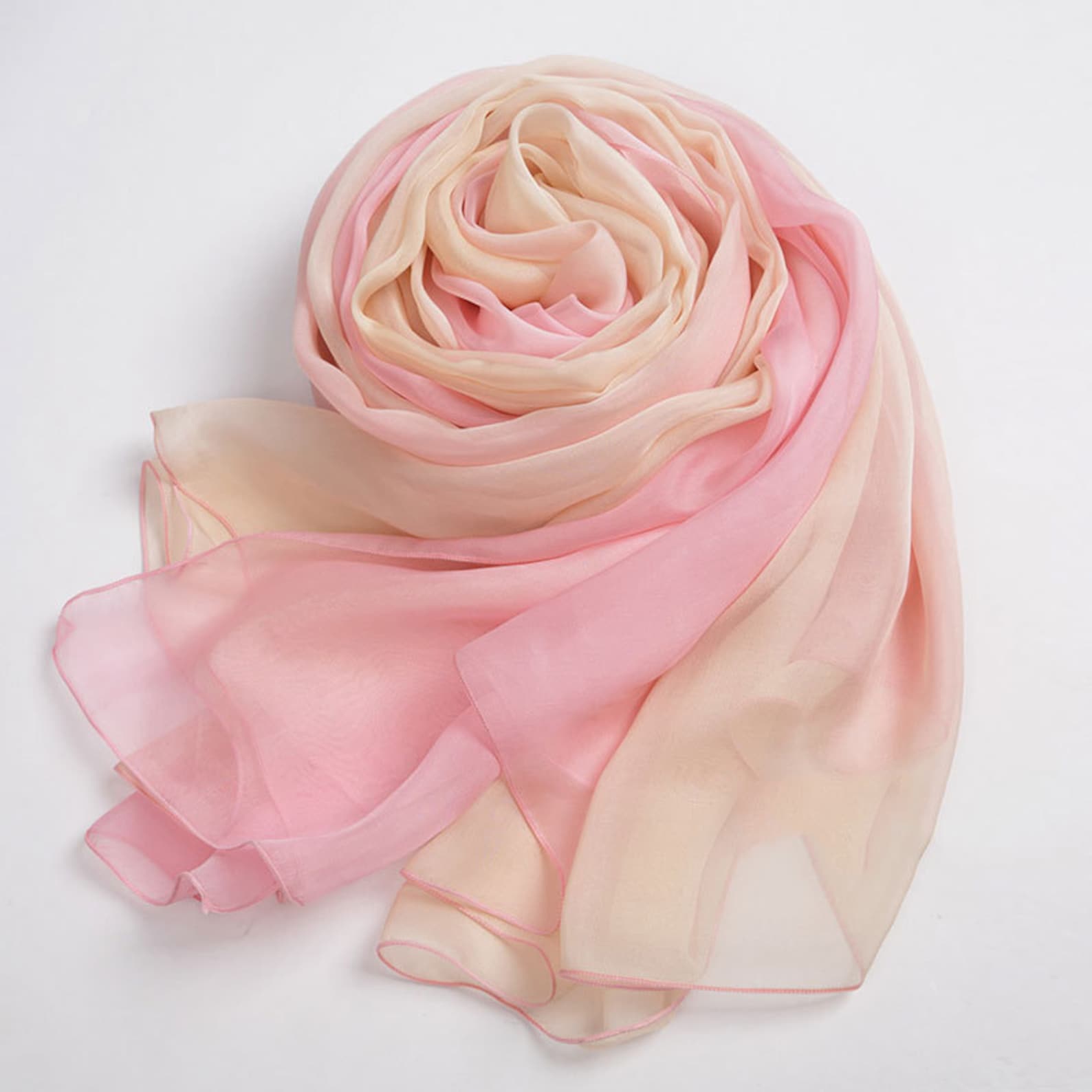 Pink Silk Scarf Gradient Color Scarf Light Pink Gradient Etsy