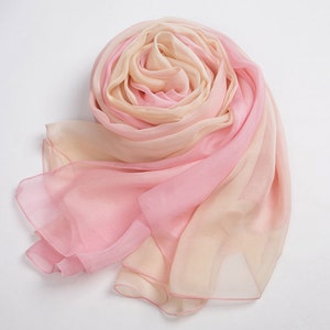 Pink Silk Scarf - Gradient Color Scarf - Light Pink Gradient Scarf - AS2015-33