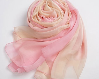 Pink Silk Scarf - Gradient Color Scarf - Light Pink Gradient Scarf - AS2015-33