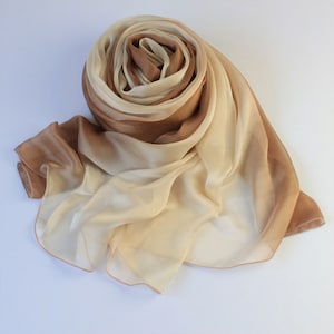 Brown Silk Scarf - Gradient Color Scarf - Light Brown to Dark Brown Gradient Scarf - AS206-1
