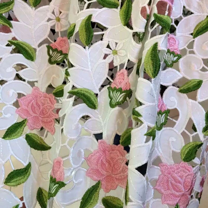 Multi Color Lace Fabric Pink floral Lace Fabric White | Etsy