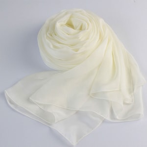 Ivory Silk Scarf - Off White Mulberry Silk Chiffon Scarf - AS24