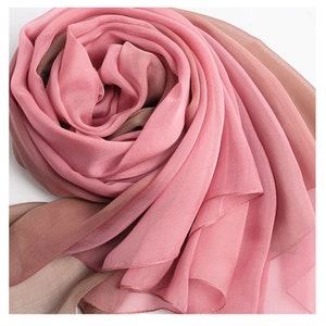 Pink Silk Scarf - Pink Gradient Coloured Silk Chiffon Scarf -Pink Gradient Colour Silk Chiffon Scarf - AS2015-28