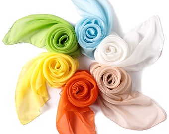 Solid Color Mulberry Silk Handkerchief- Red Silk Handkerchief -Green Silk Hankie-2020A