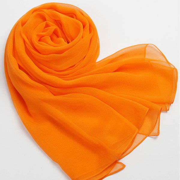 Orange Silk Scarf Etsy