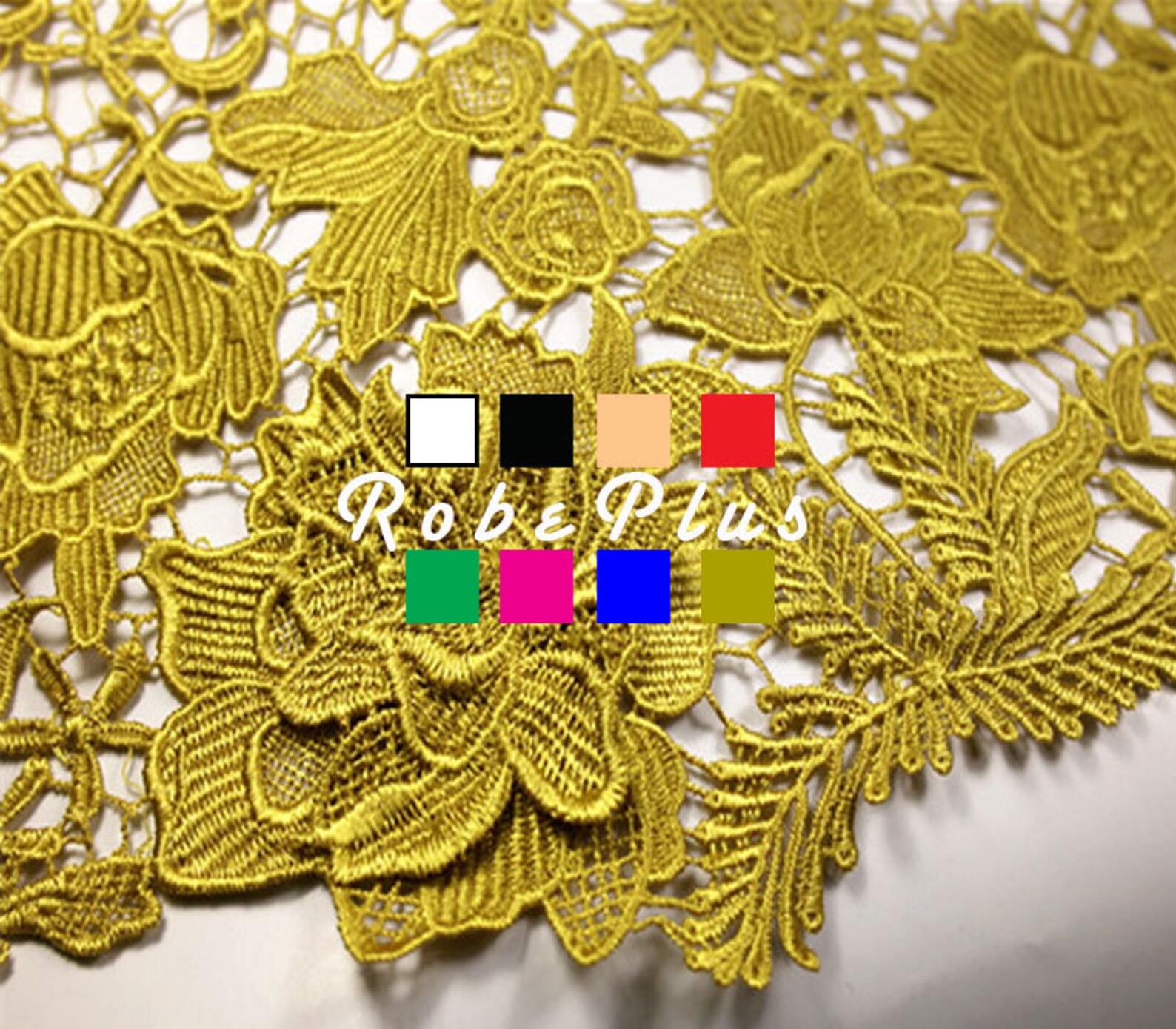 Guipure Lace 3D Floral Applique Lace Fabric Venise Lace Ginger Yellow