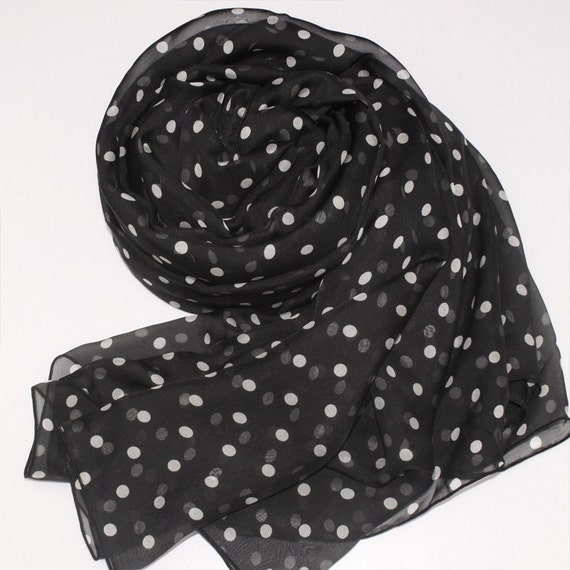 Hat To Socks Foulard En Mousseline De Satin à Pois (Blanc/Noir) Dès 9,94 € - Sur