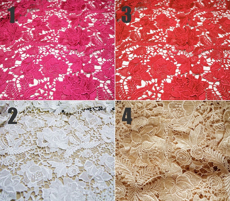 Guipure Lace 3D Floral Applique Lace Fabric Venise Lace Ginger Yellow