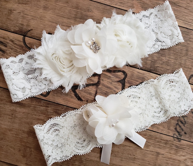 Wedding Garters / Ivory Wedding Garter / Garter Set / Keepsake Etsy