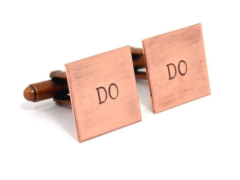 handstamped mens gift Set of 2 wedding Personalized Copper Cuff Links gift under 25 Father/'s Day custom initials
