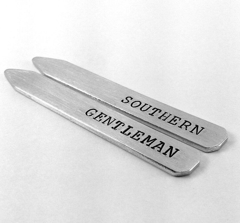 Personalized Aluminum Collar Stays Souther Gentleman Hand Etsy