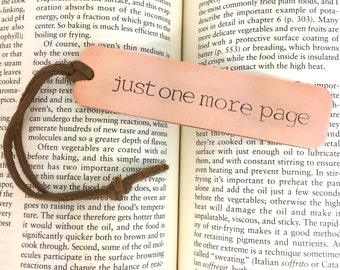Custom Copper Bookmark - Metal Book Mark, Hand Stamped, Book worm, Book lover, gift, gift under 25, just one more page