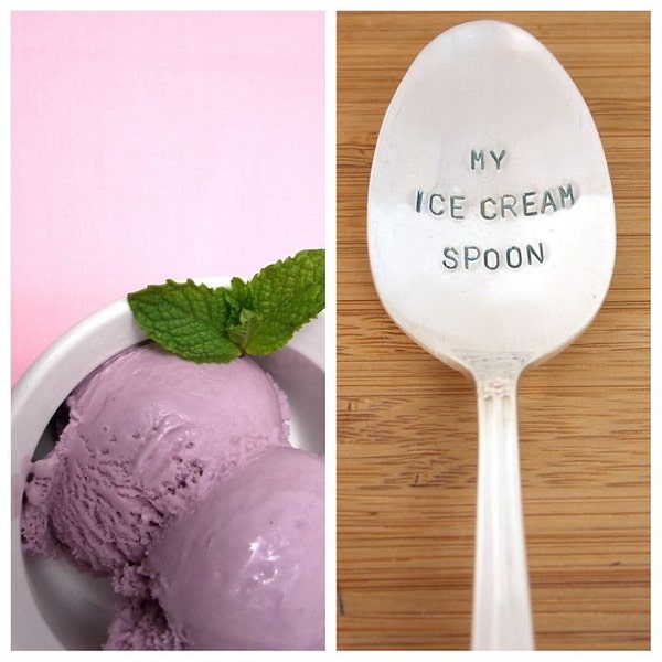 Handstamped spoon, Ice Cream Spoon, Gift Under 20, Personalized spoon, stamped spoon, ice cream lover