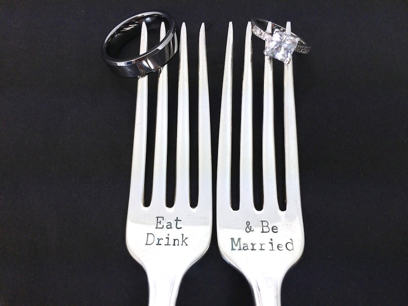 wedding gift gift for bride eat drink and be married wedding forks gift under 30 engagement gifts for couple