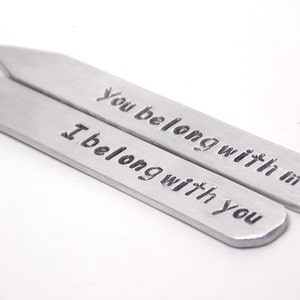 Custom Collar Stays, Metal, Hand Stamped, Valentine's Day Gift, 10 year anniversary gift, gift for him, men's accesessory, bespoke, aluminum