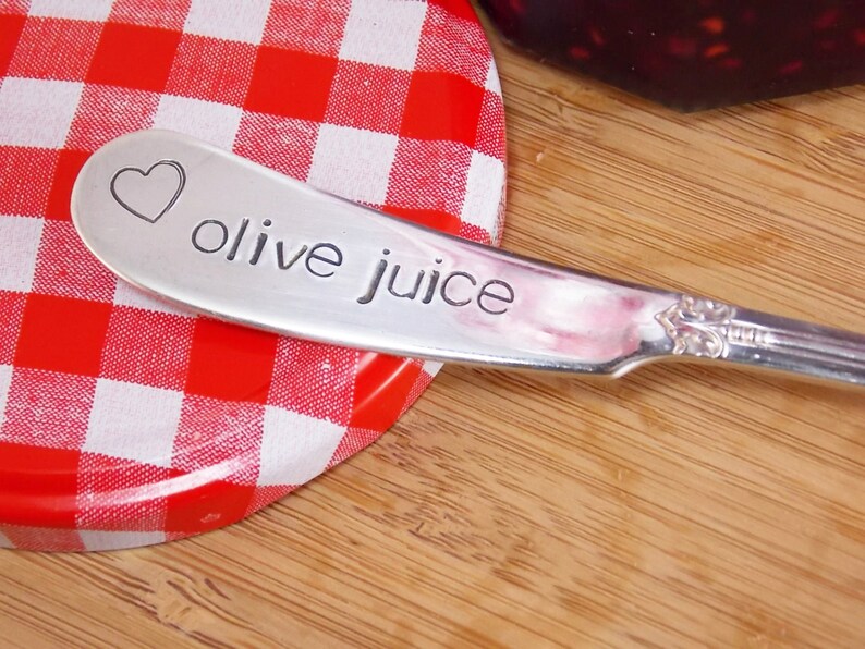 Olive Juice Hand Stamped Vintage Silverware Knife Cheese Etsy