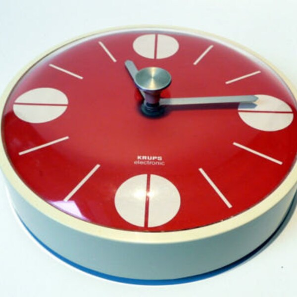 Mid Century Modern Wall Clock - Pop Art - KRUPS Deutschland - rot & weiß - Mad Men, 1960, Eames Panton Ära