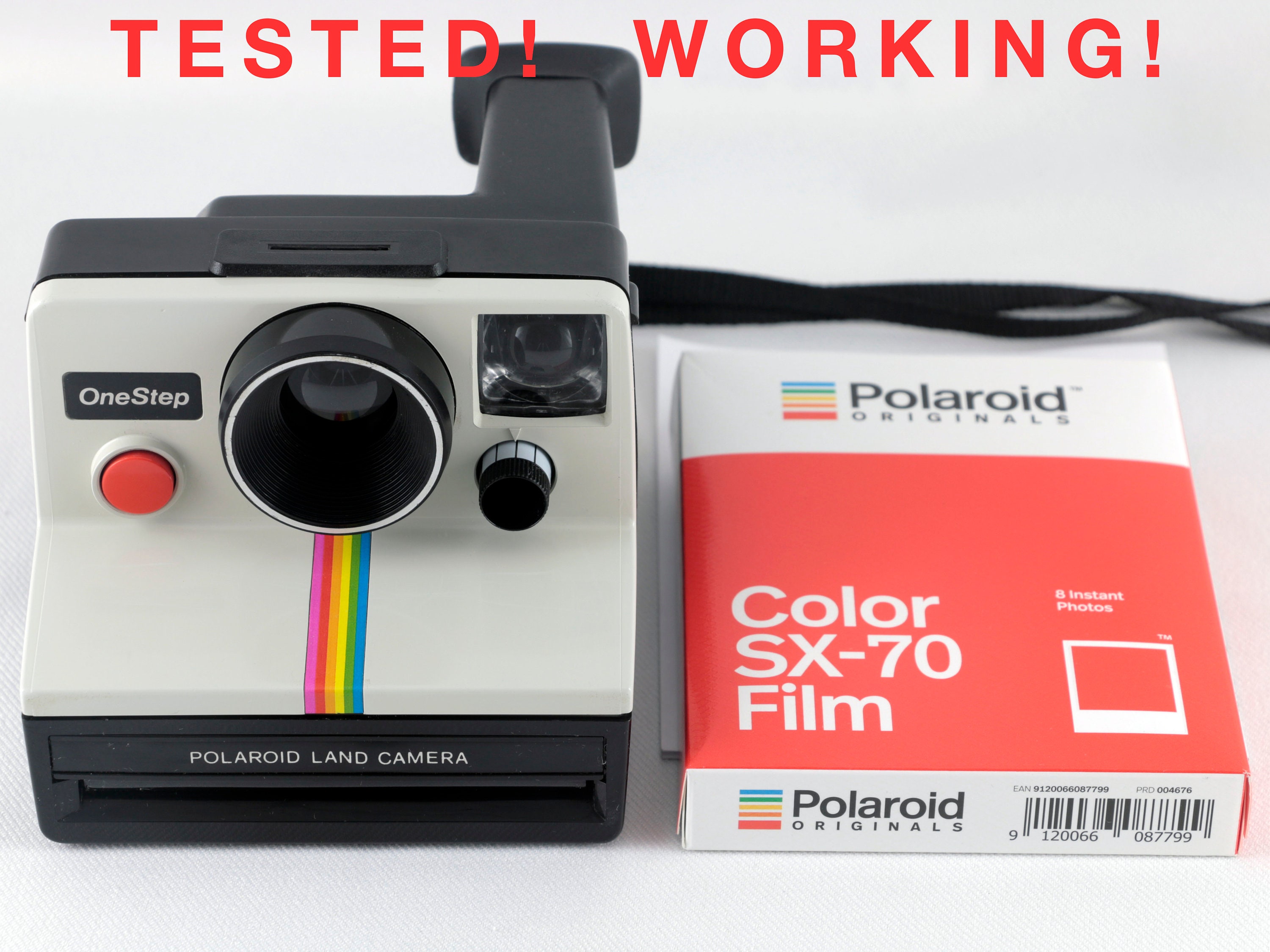 Cámara instantánea Vintage Polaroid OneStep SX-70 White Rainbow Stripe con  un paquete de nueva película de color Polaroid SX-70 Probada y funcionando  -  México