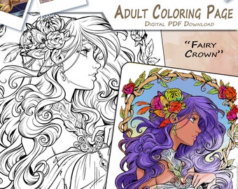 Fairy Crown - Adult Coloring Page