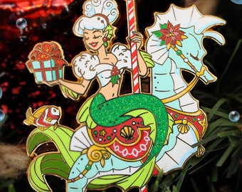 Christmas Carousel Mermaid Hard Enamel Pin