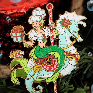 Christmas Carousel Mermaid Hard Enamel Pin