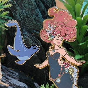 Mermaid and Seal Hard Enamel Pins