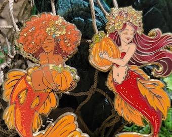 Pumpkin Spice Mermaids Hard Enamel Pins