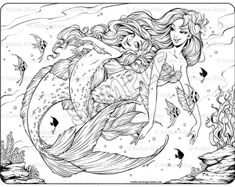 Fishy Friends Adult Coloring Page Etsy Fishy Friends Adult Coloring Page Etsy