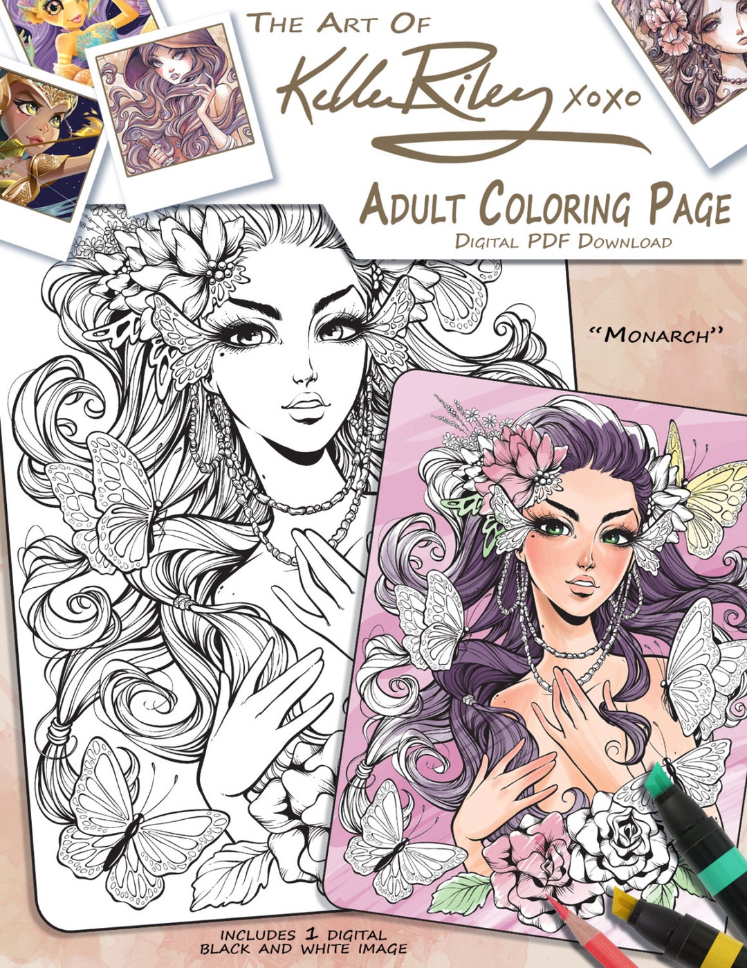 Monarch - Adult Coloring Page - Etsy