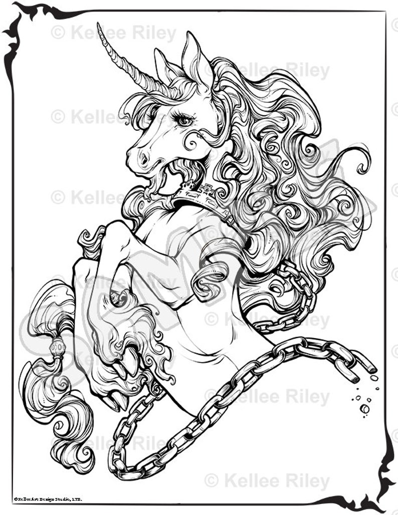 Unicorn Adult Coloring Pages image 1