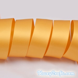 Gold Ribbon, Double Faced Satin Ribbon, Widths Available: 1 1/2&quot;, 1&quot;, 6/8&quot;, 5/8&quot;, 3/8&quot;, 1/4&quot;, 1/8&quot;