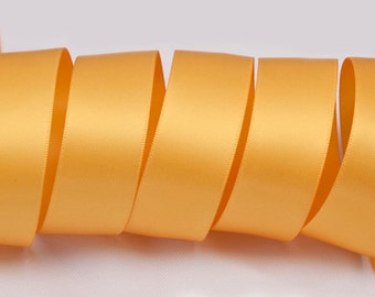 Gold Ribbon, Double Faced Satin Ribbon, Widths Available: 1 1/2", 1", 6/8", 5/8", 3/8", 1/4", 1/8"